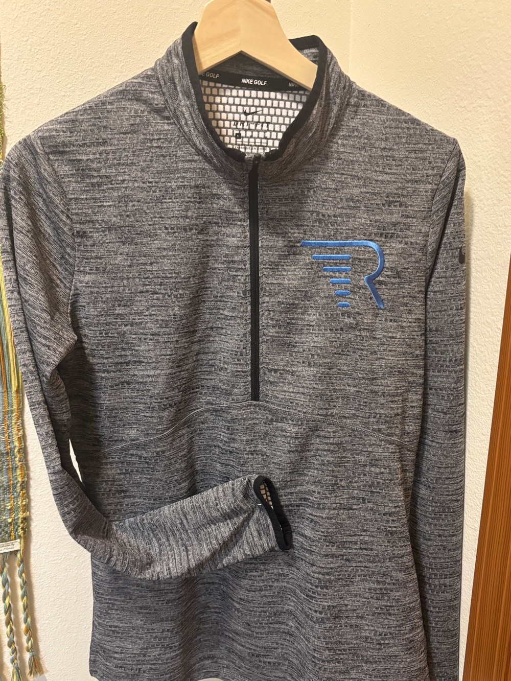 Nike Golf Heather Gray Quarter-Zip Pullover with Blue Logo